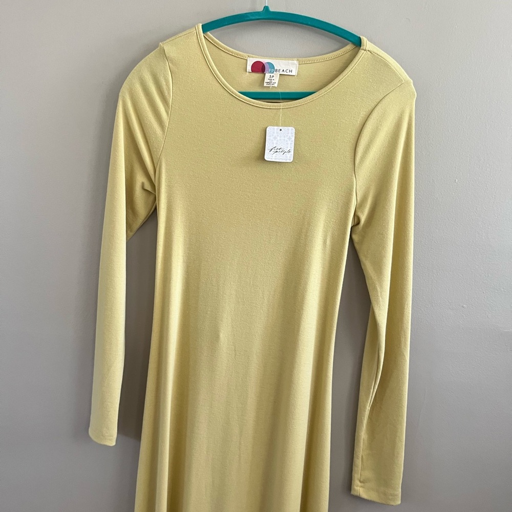 Free People FP Beach Aubre. Maxi Dress Long Sleeve Open back Yellow Boho‎ - Picture 4 of 8